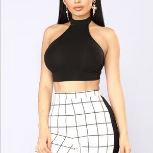 Fashion Nova - Black Cropped Halter Top